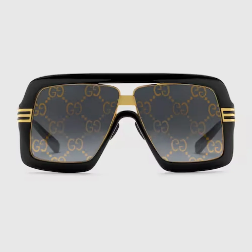NEW GUCCI SQUARE-FRAME SUNGLASSES WITH GG LENS